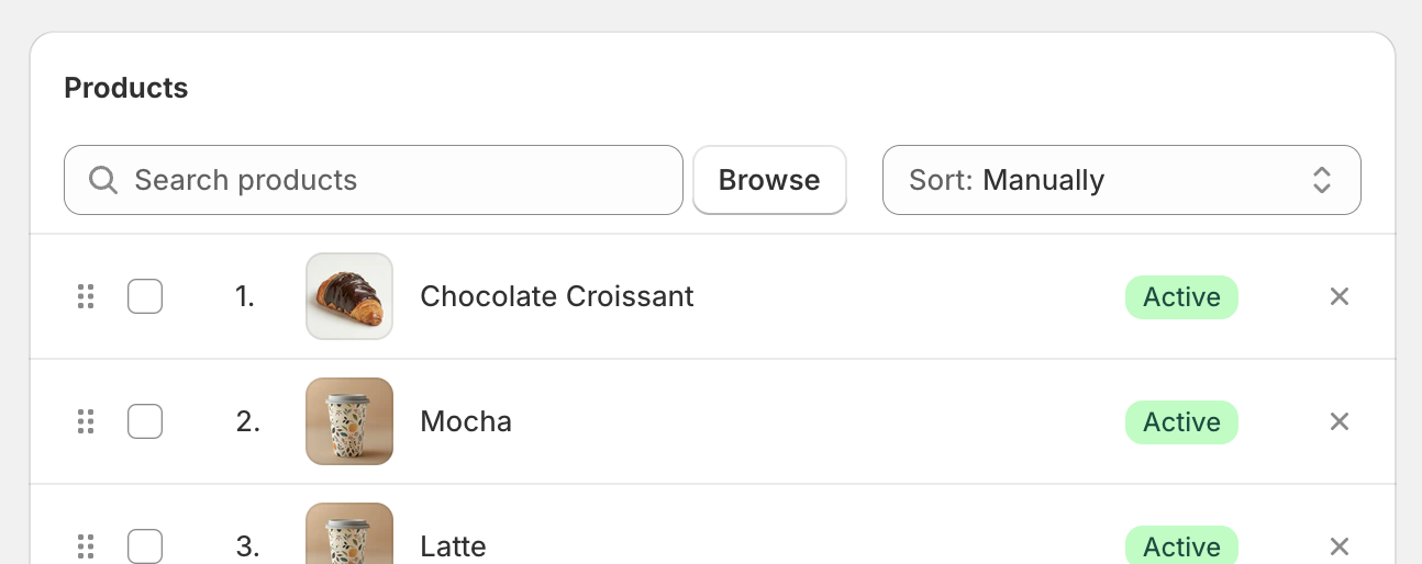 Sorting Coffee Shop POS grid in Shopify Admin