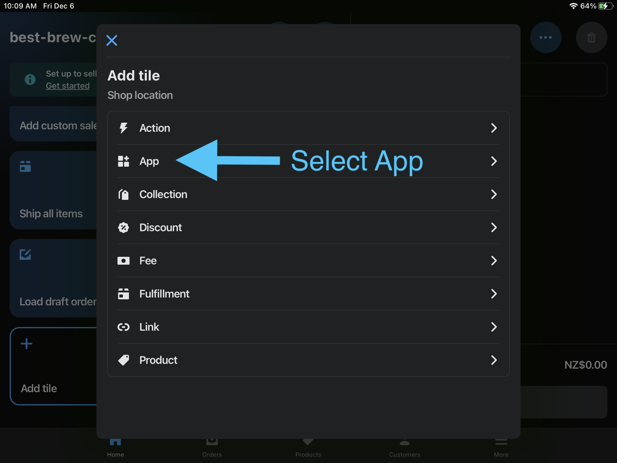 Add POS tile step 2