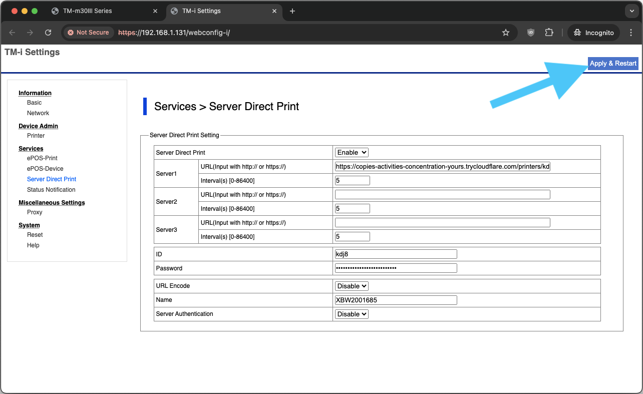 Enable Server Direct Print